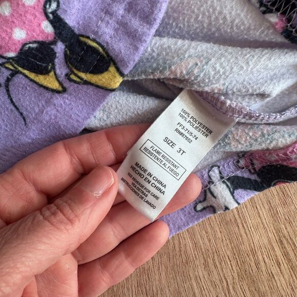 Disney Junior Minnie Mouse Girls Pajama Top Purple Fleece Button 3T - Picture 4 of 5